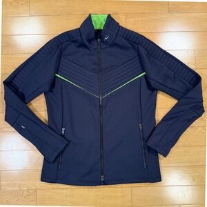 KJUS Men Speed Midlayer Full Zip Jacket Navy Blue Neon Green K00055 Size 48 S‎